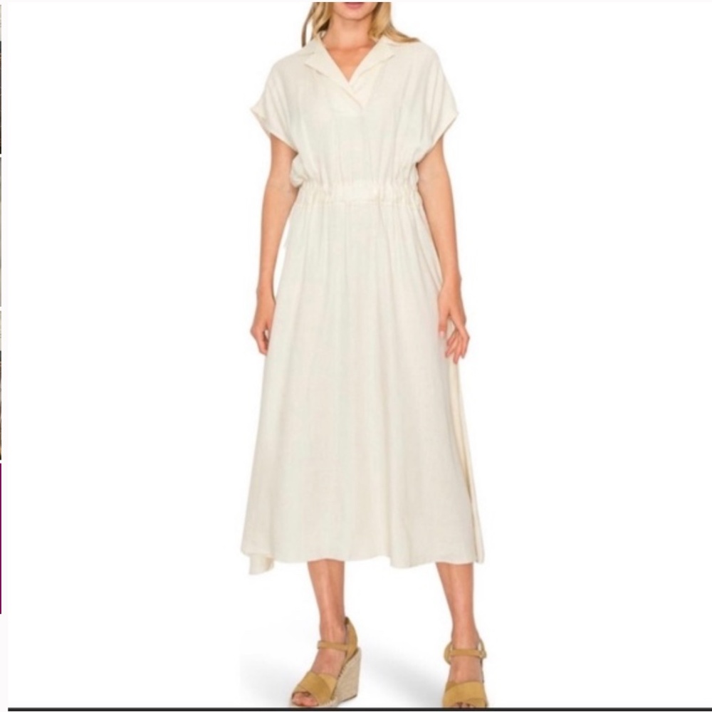 Melloday Beige/Cream Collared Midi Dress Size M